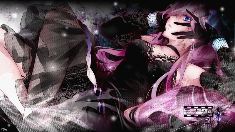 Anime Character with Pink Hair — Dramatic, Night, Digital Art, Lacy Fabric