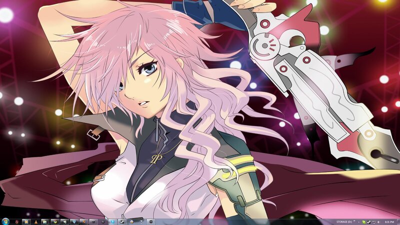 Anime Character with Pink Hair — Dramatic, Night, Sword