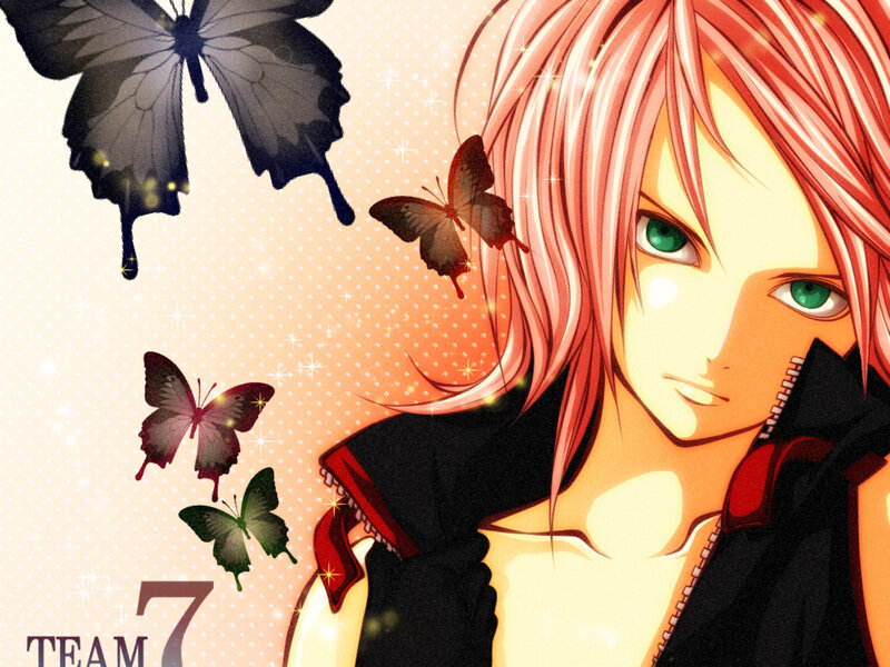 Anime Character with Pink Hair — Dreamy, Butterflies