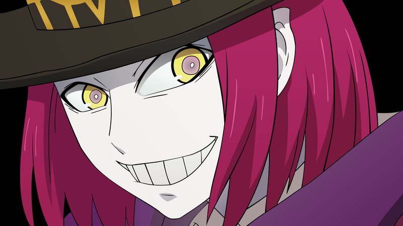 Anime Character with Pink Hair — Intense, Hat, Smile