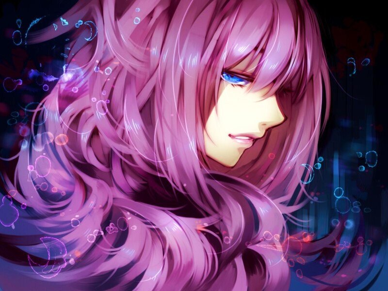 Anime Character with Pink Hair — Purple