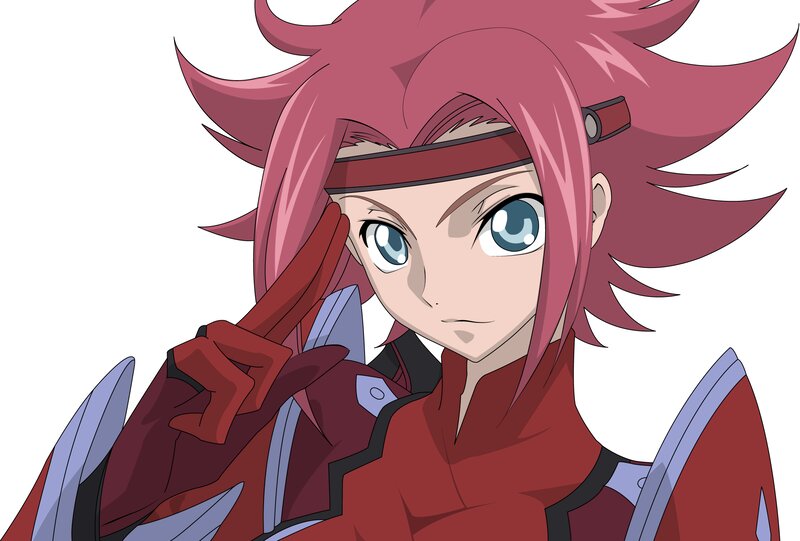 Anime Character with Pink Hair — Red, Determined