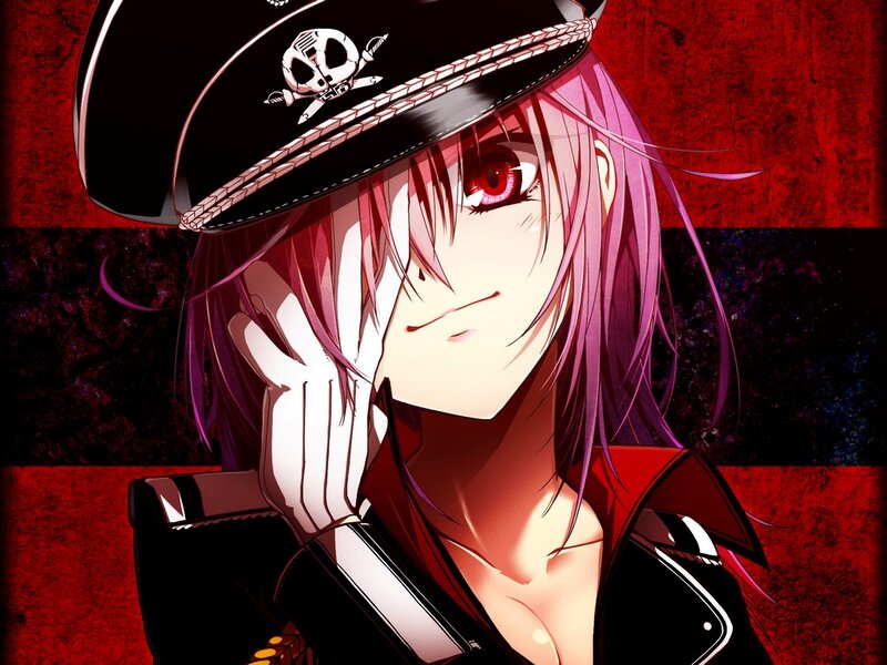 Anime Character with Pink Hair — Red, Dramatic, Hat