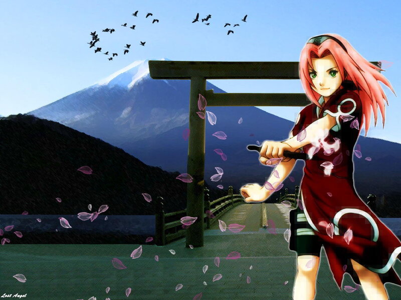 Anime Character with Pink Hair — Red, Dramatic, Spring