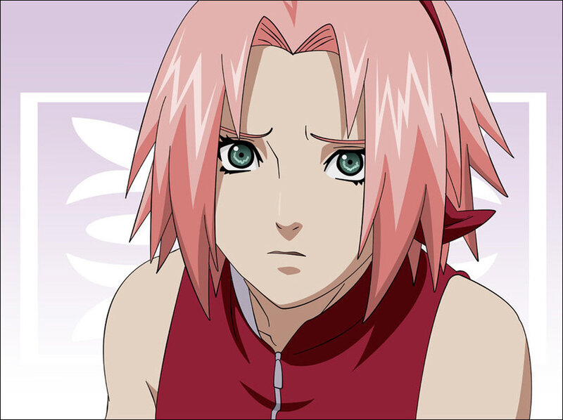 Anime Character with Pink Hair — Serious, Green Eyes