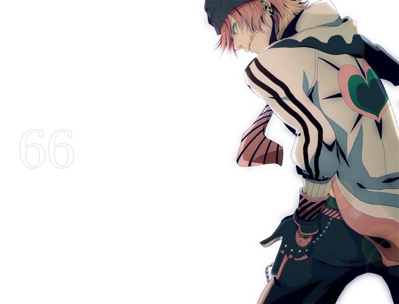 Anime Character with Pink Hair — White