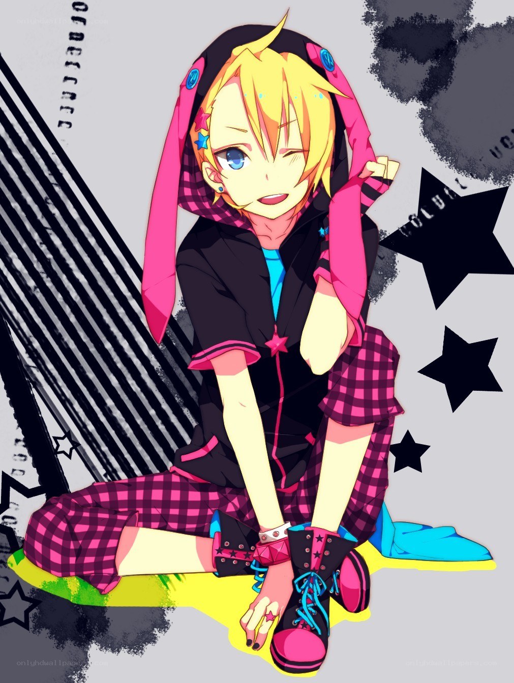 anime character with pink hoodie