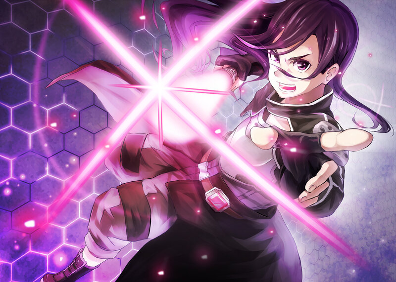 Anime Character with Pink Lightsabers