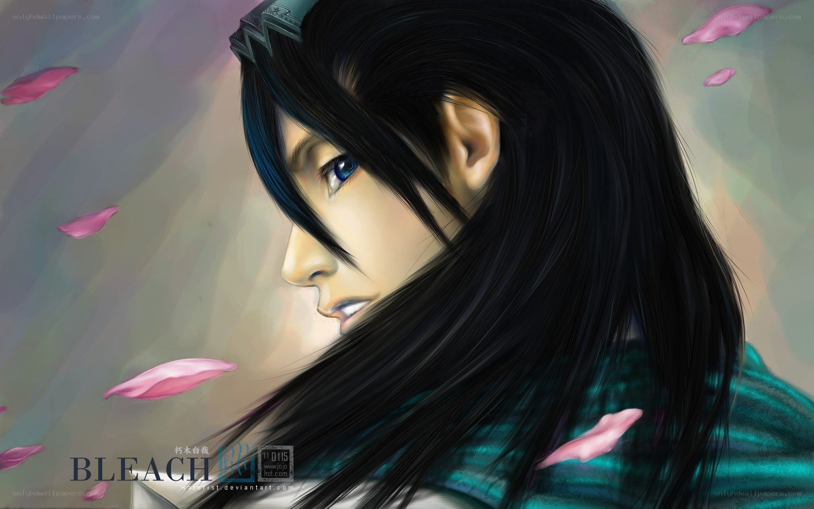 anime character with pink petals
