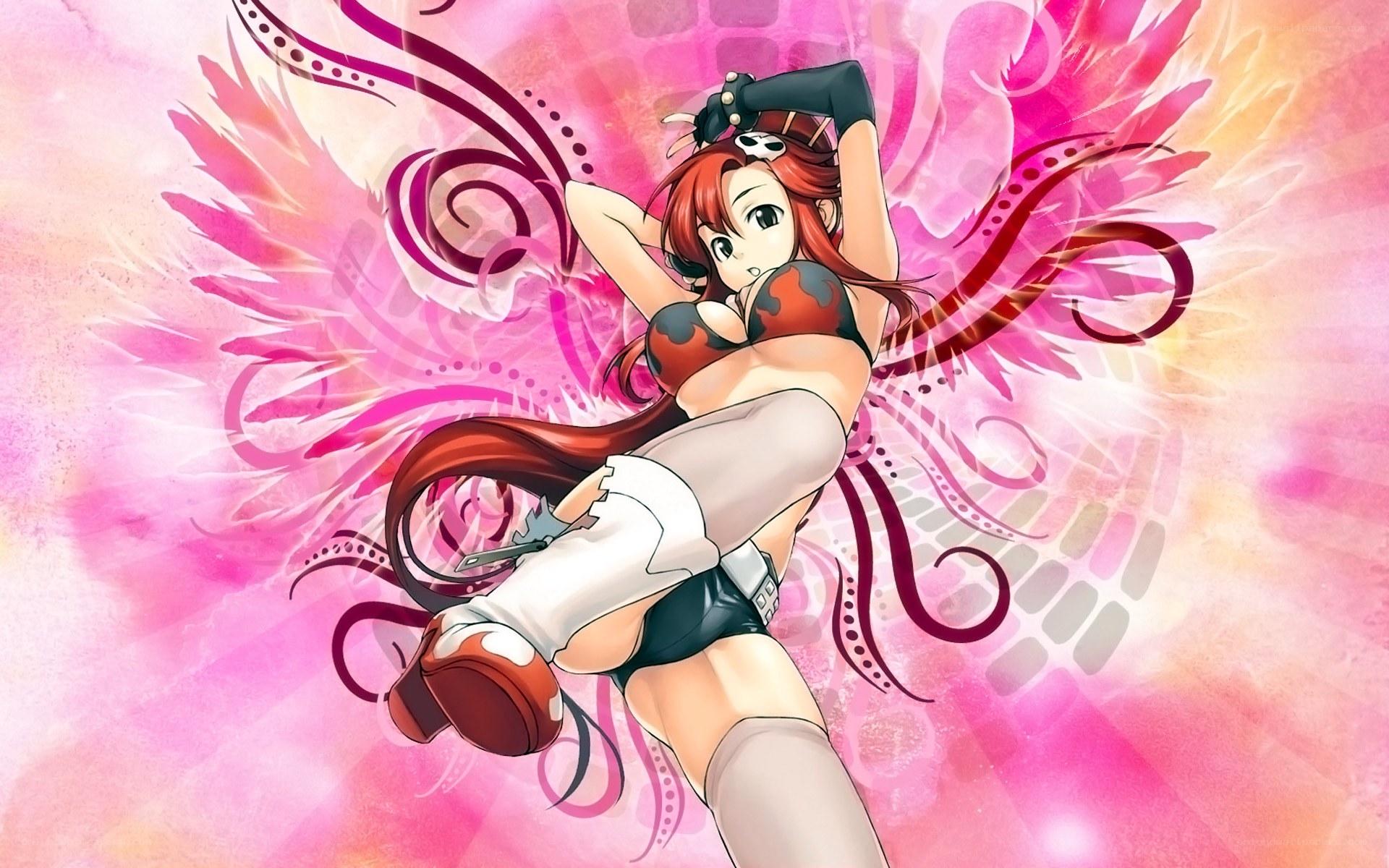 anime character with pink wings