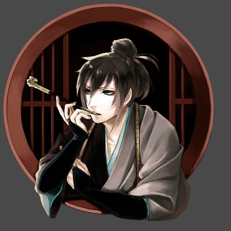 Anime Character with Pipe — Gray