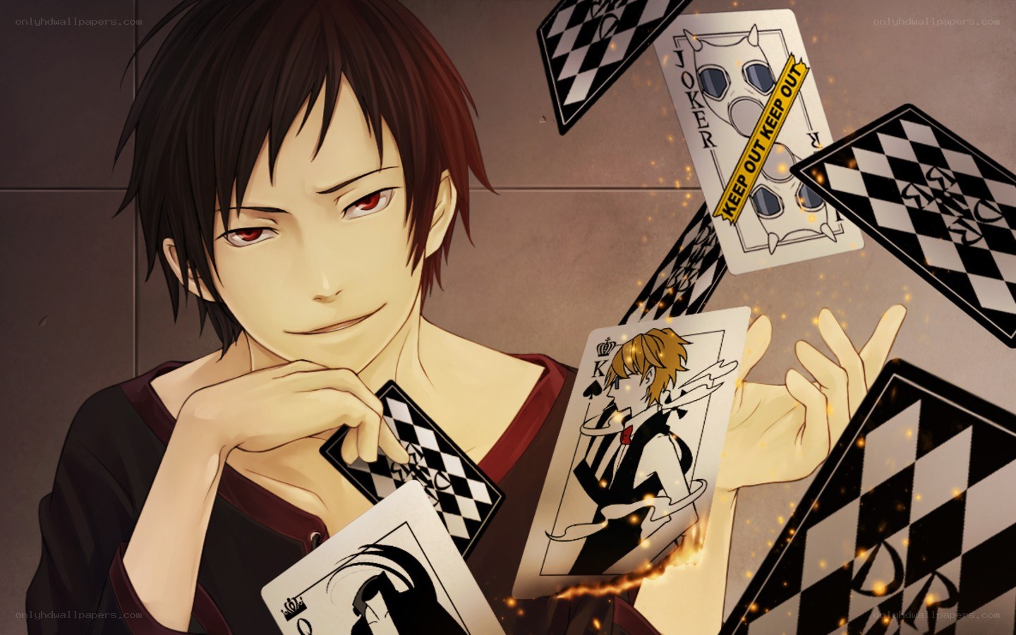 anime character with playing cards