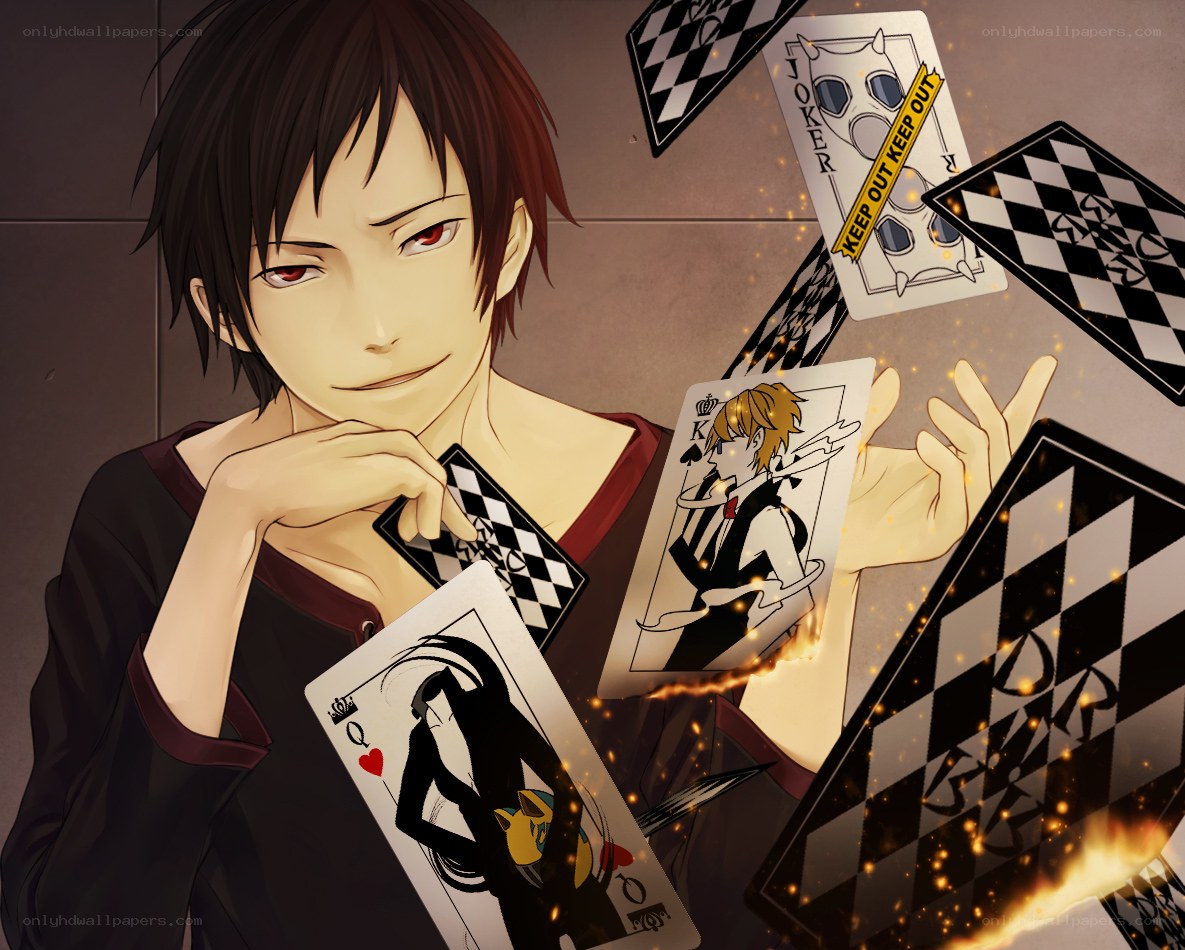 anime character with playing cards