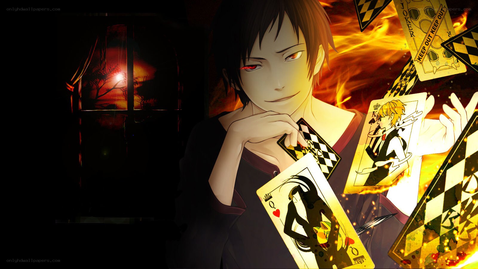 anime character with playing cards