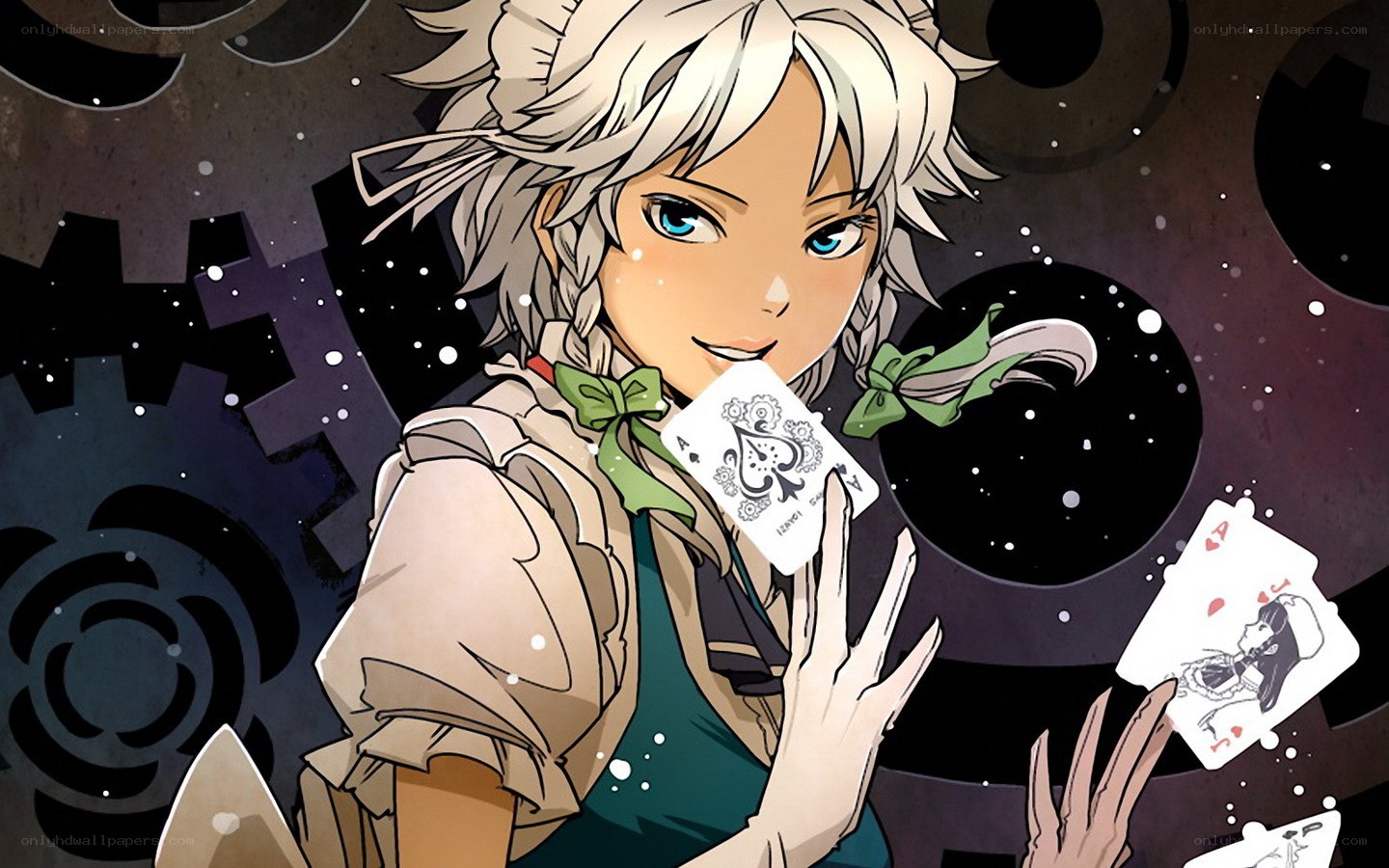 anime character with playing cards