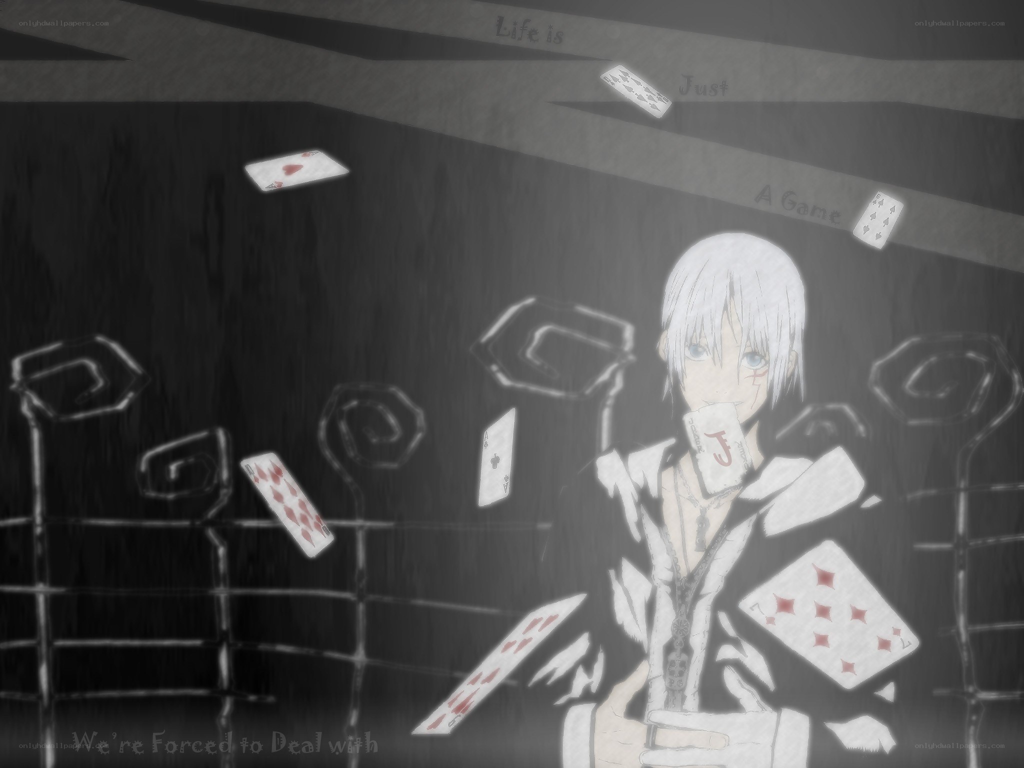 anime character with playing cards