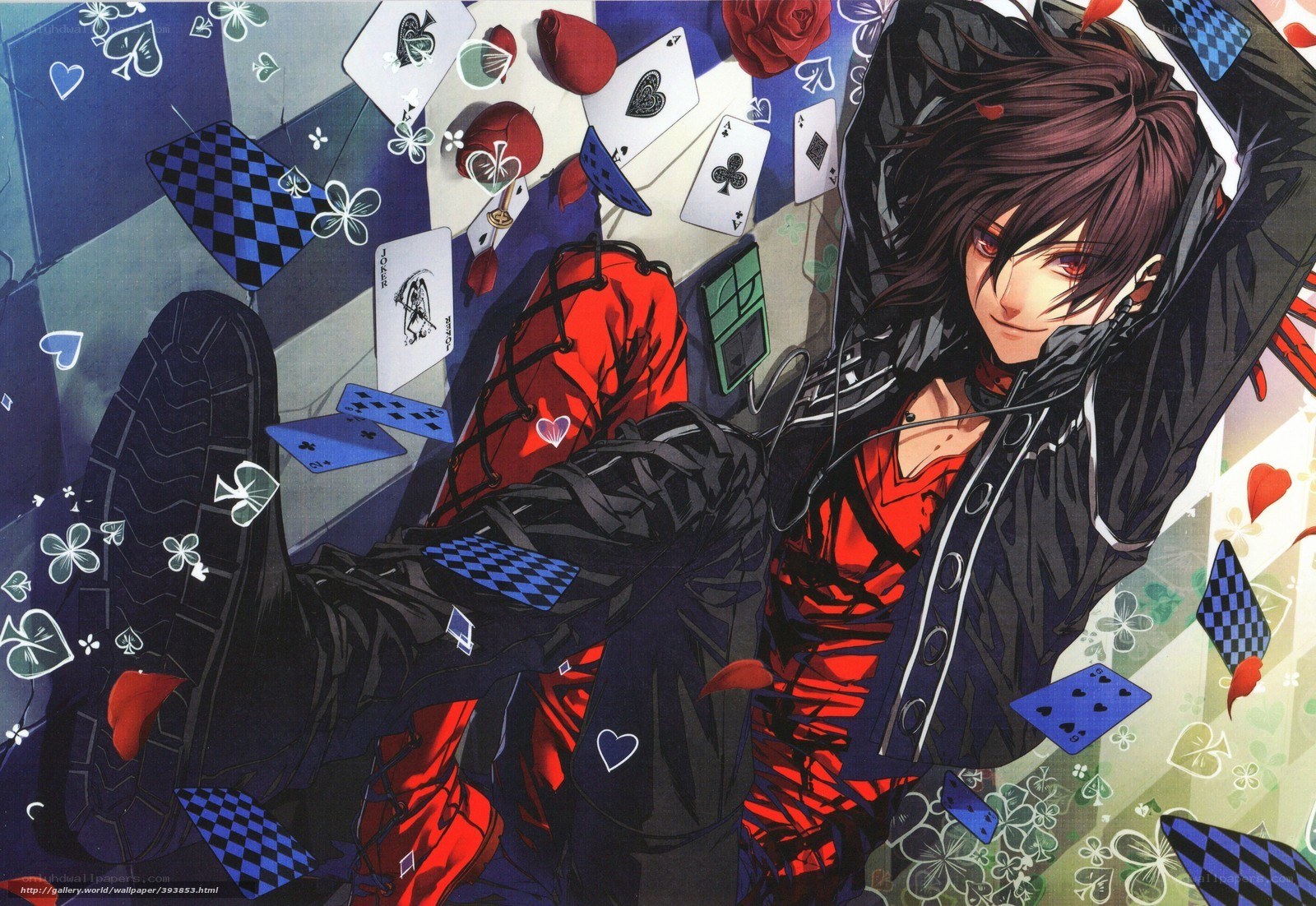 anime character with playing cards