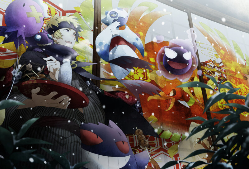Anime Character with Pokémon — Purple