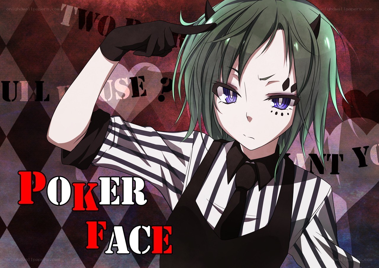 anime character with poker face