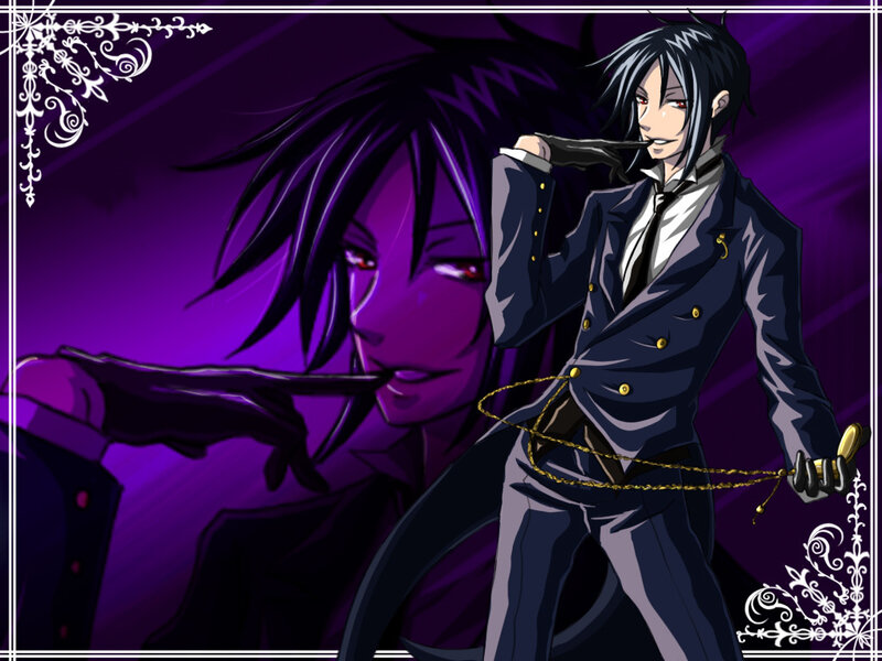 anime character with purple background