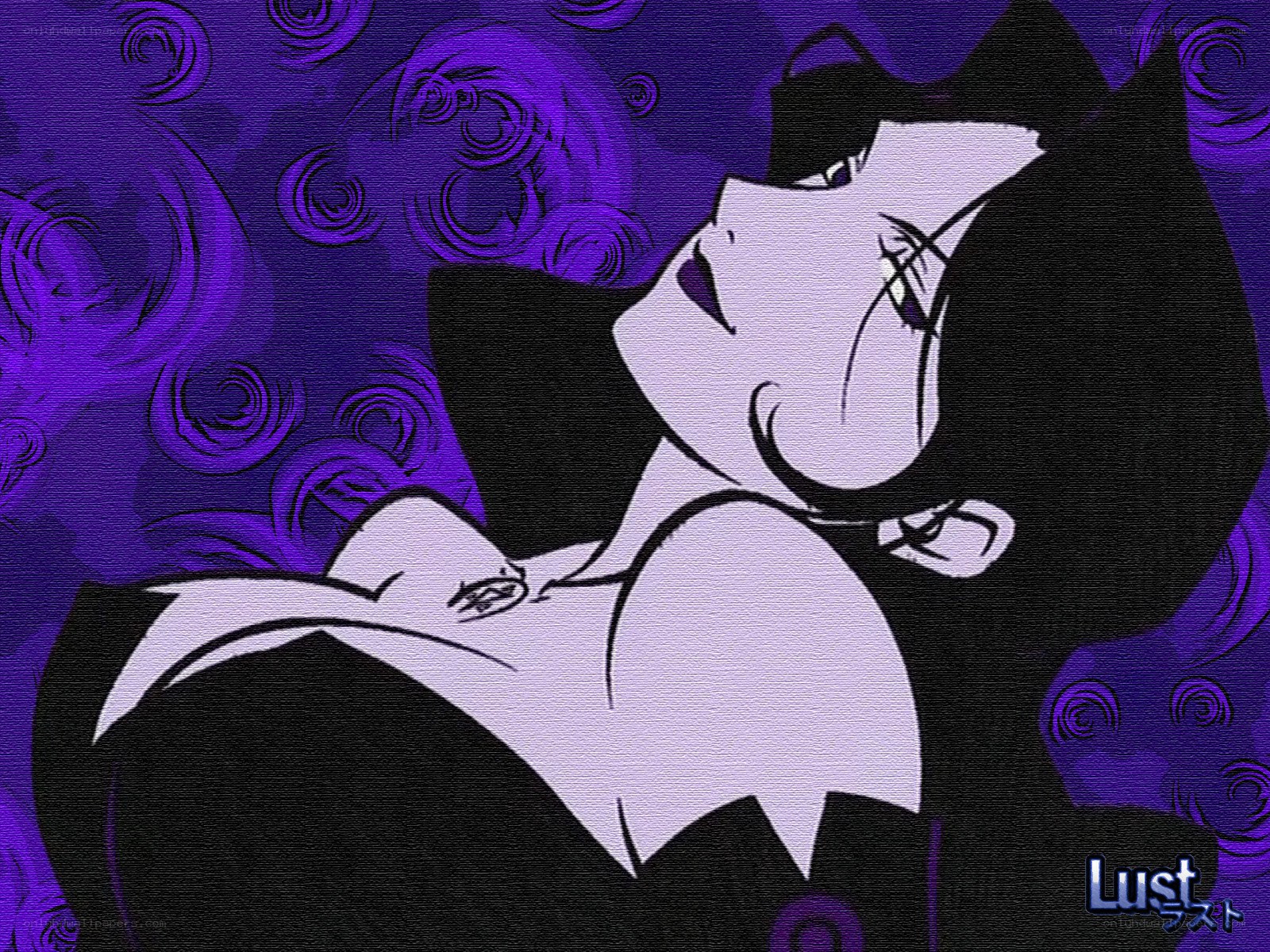 anime character with purple background