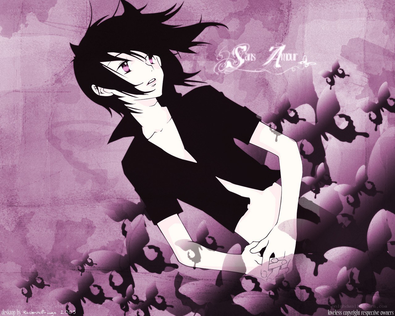 anime character with purple background