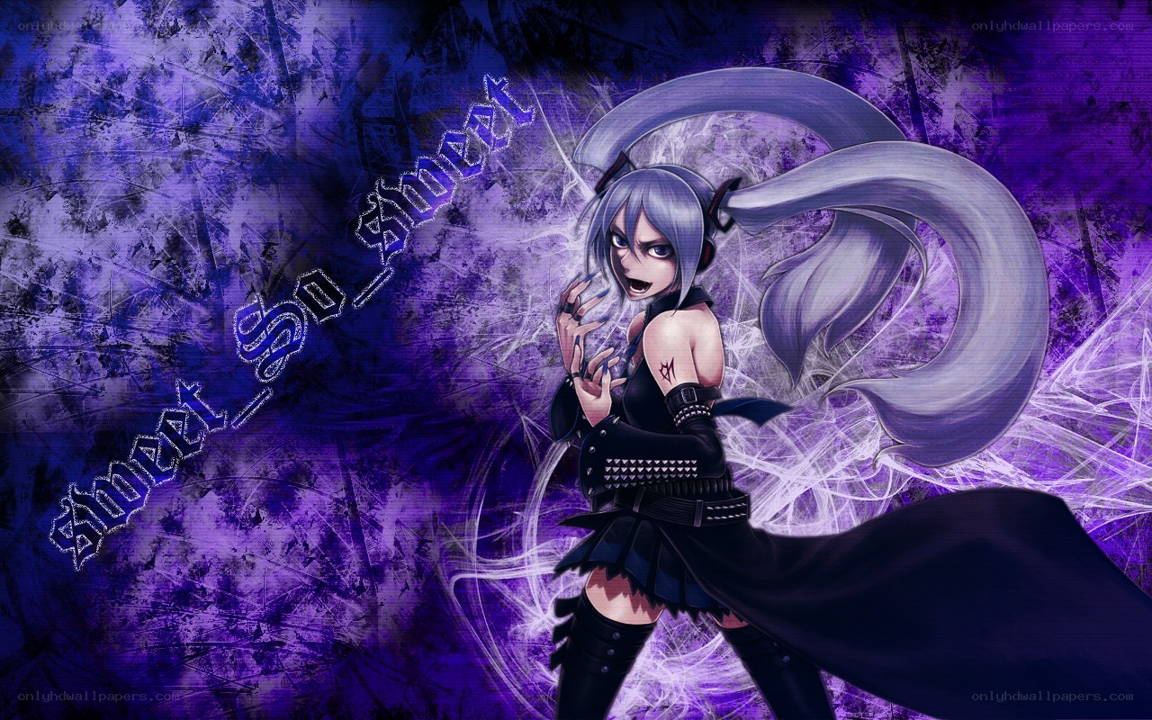 anime character with purple background