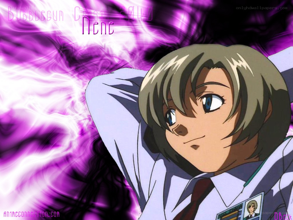 anime character with purple background