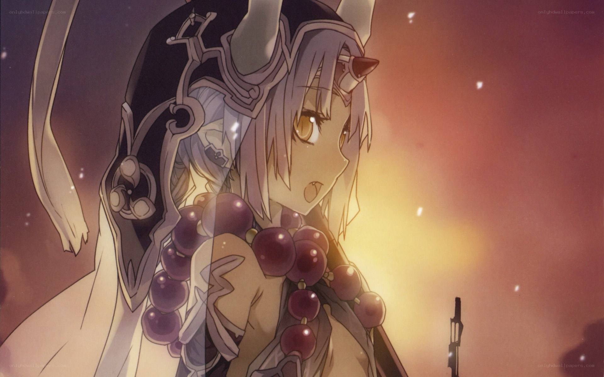 anime character with purple beads