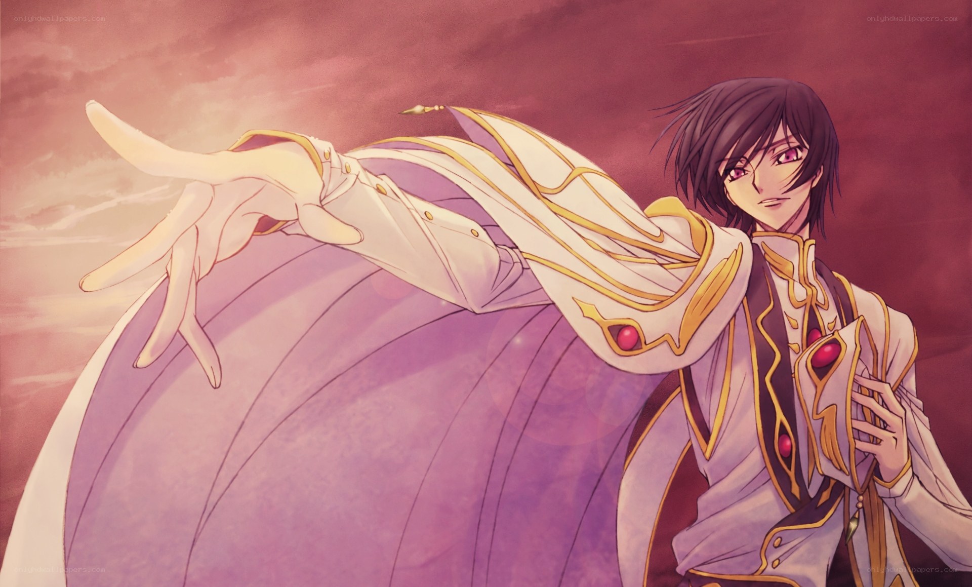 anime character with purple cape