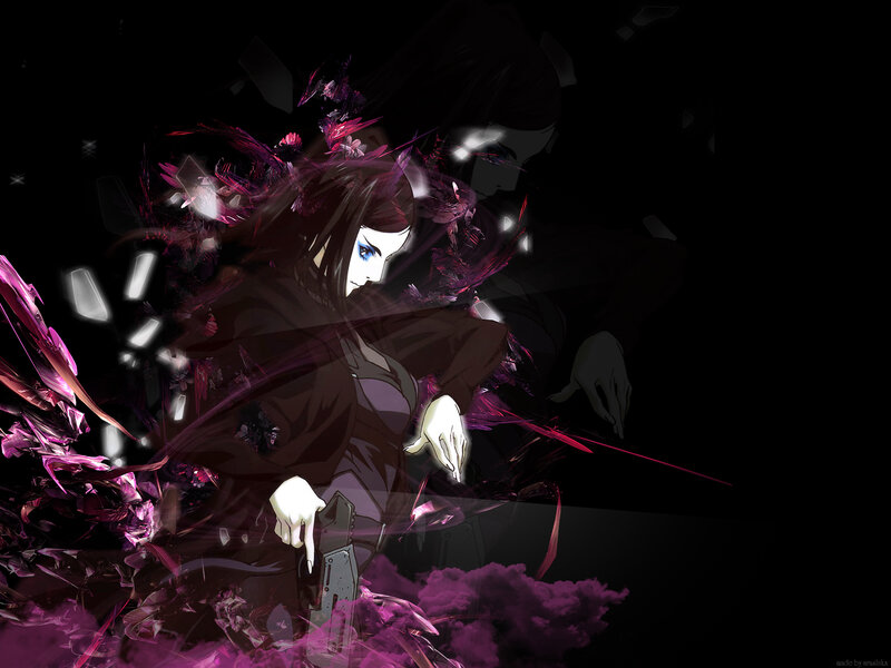 anime character with purple energy
