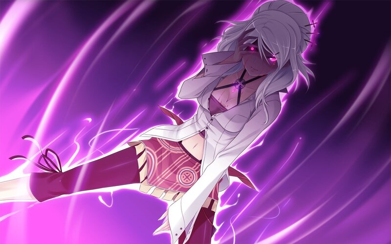 anime character with purple energy