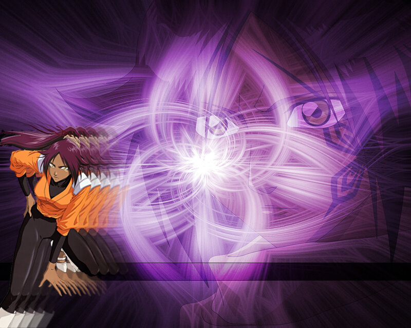 anime character with purple energy