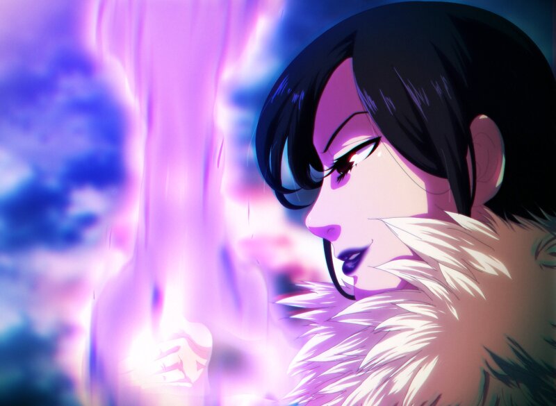 Anime Character with Purple Energy — Dramatic, Night, Fur Collar