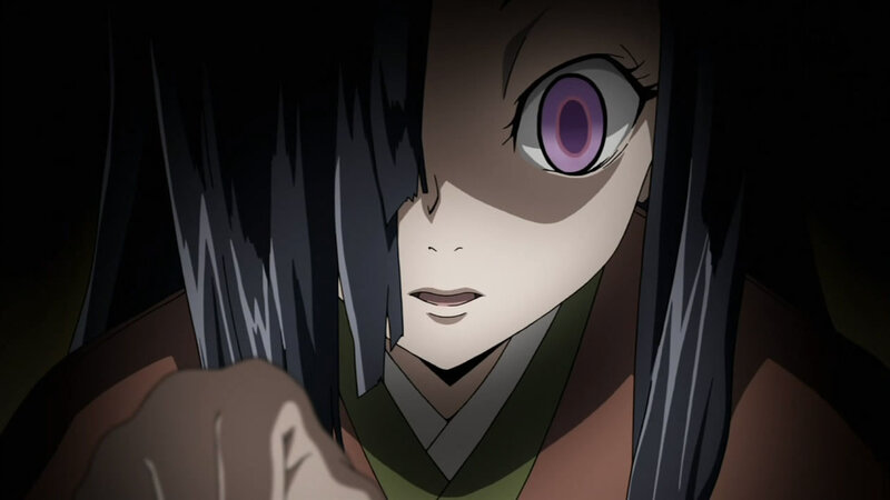 Anime Character with Purple Eye — Black, Dramatic, Night