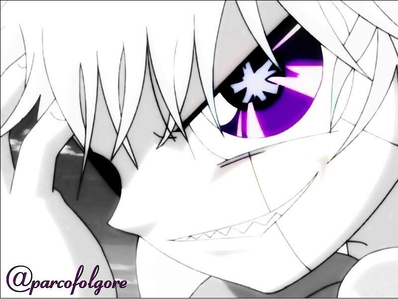 Anime Character with Purple Eye — Black, Dramatic
