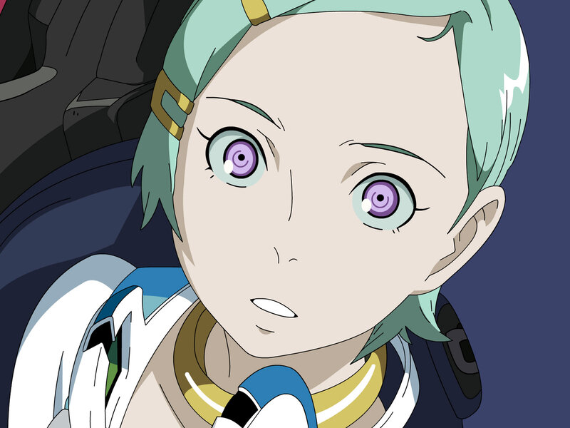 anime character with purple eyes