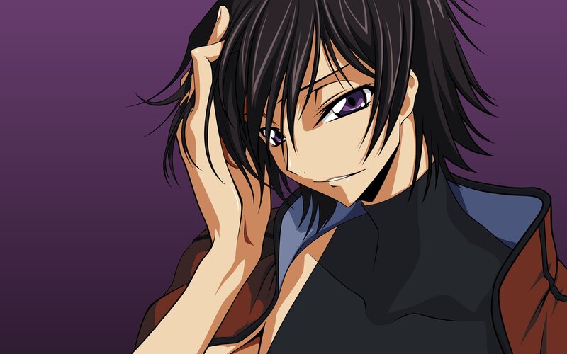 anime character with purple eyes