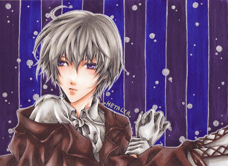 anime character with purple eyes