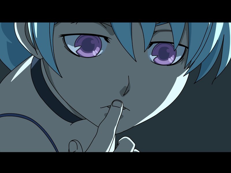 anime character with purple eyes