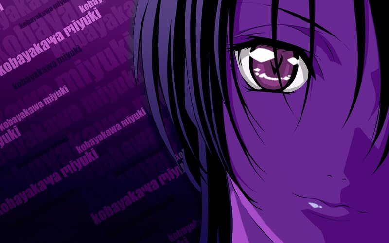 anime character with purple eyes