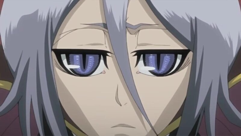 anime character with purple eyes