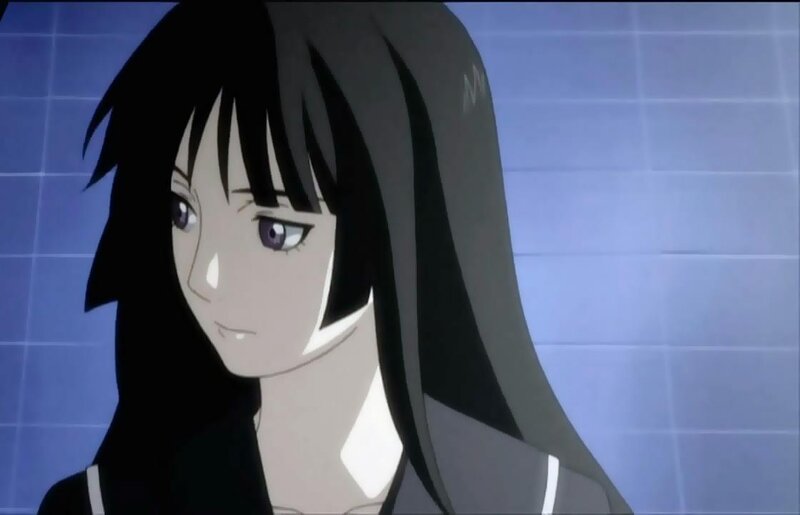 anime character with purple eyes