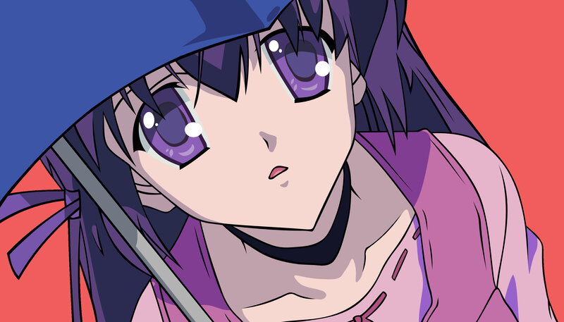 anime character with purple eyes