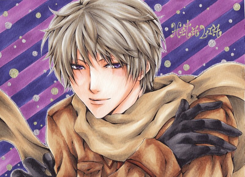 anime character with purple eyes