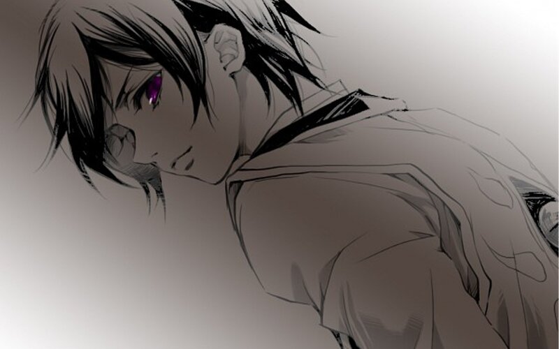 anime character with purple eyes