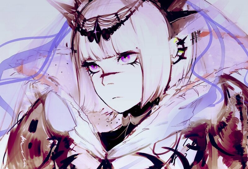 anime character with purple eyes
