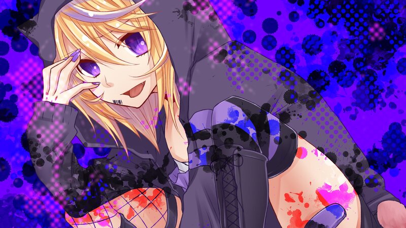 anime character with purple eyes