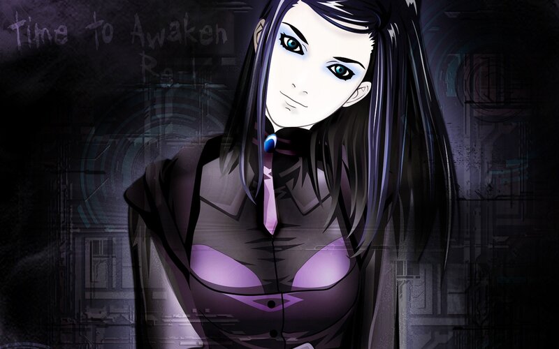anime character with purple eyes