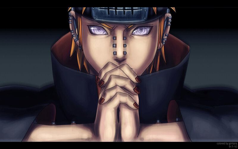 Anime Character with Purple Eyes — Black, Dramatic, Digital Art, Headband